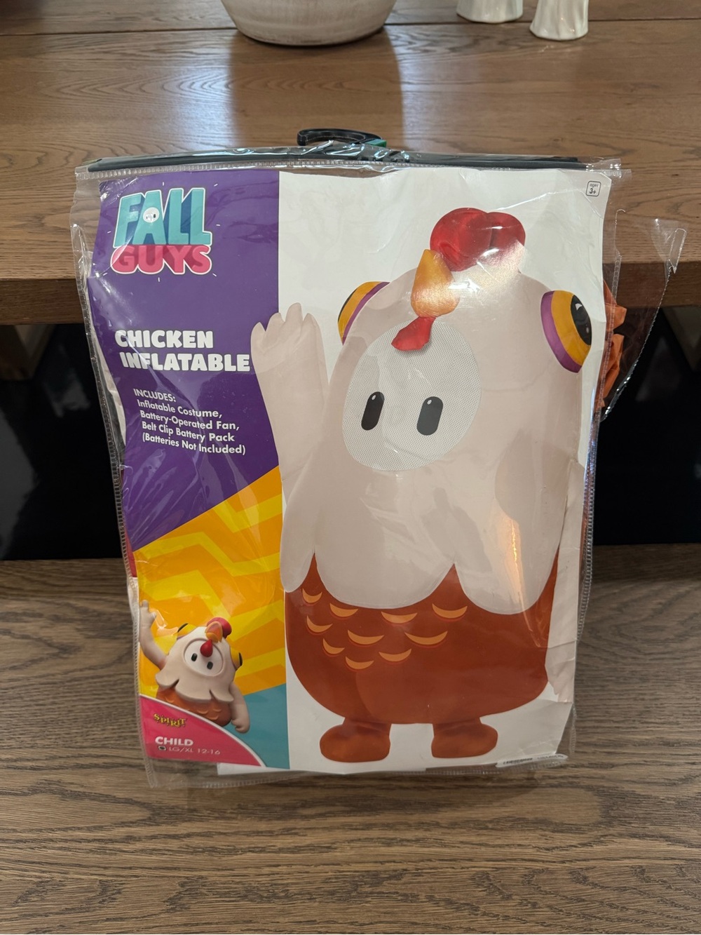 Fall Guys Chicken Inflatable Costume - White & Brown